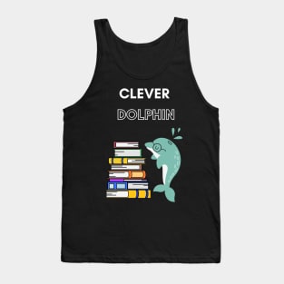 Funny dolphin in glasses reading books Tank Top